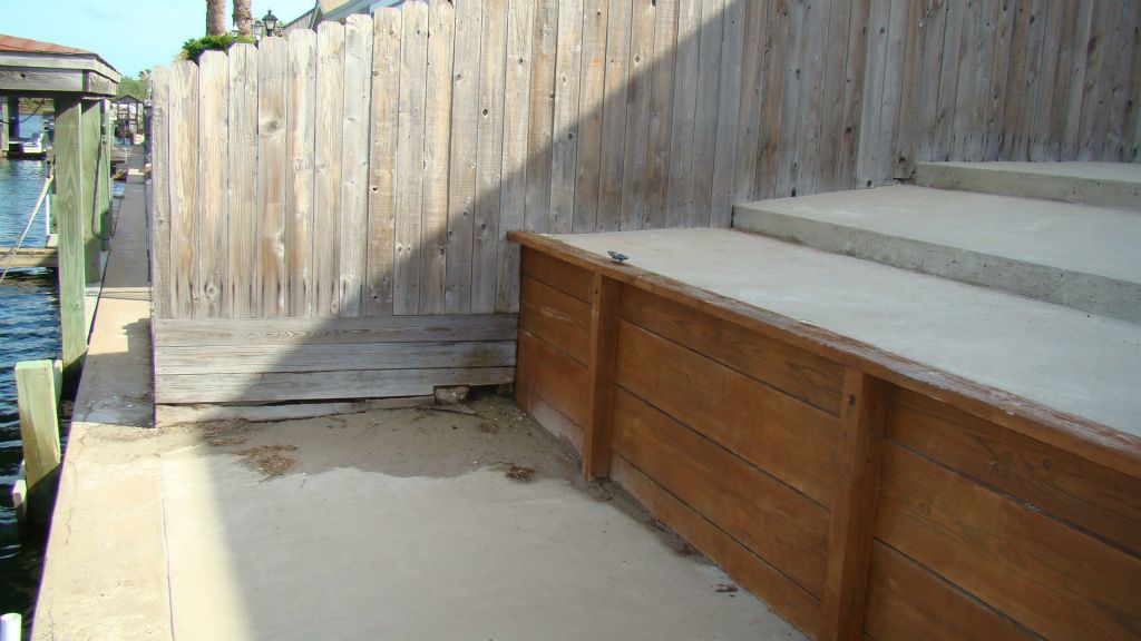 EXISTING WOOD DECK, CONCRETE STEPS and FLATWORK, HANDRAILS, BULKHEAD, STAIRS and POOL to be REPLACED